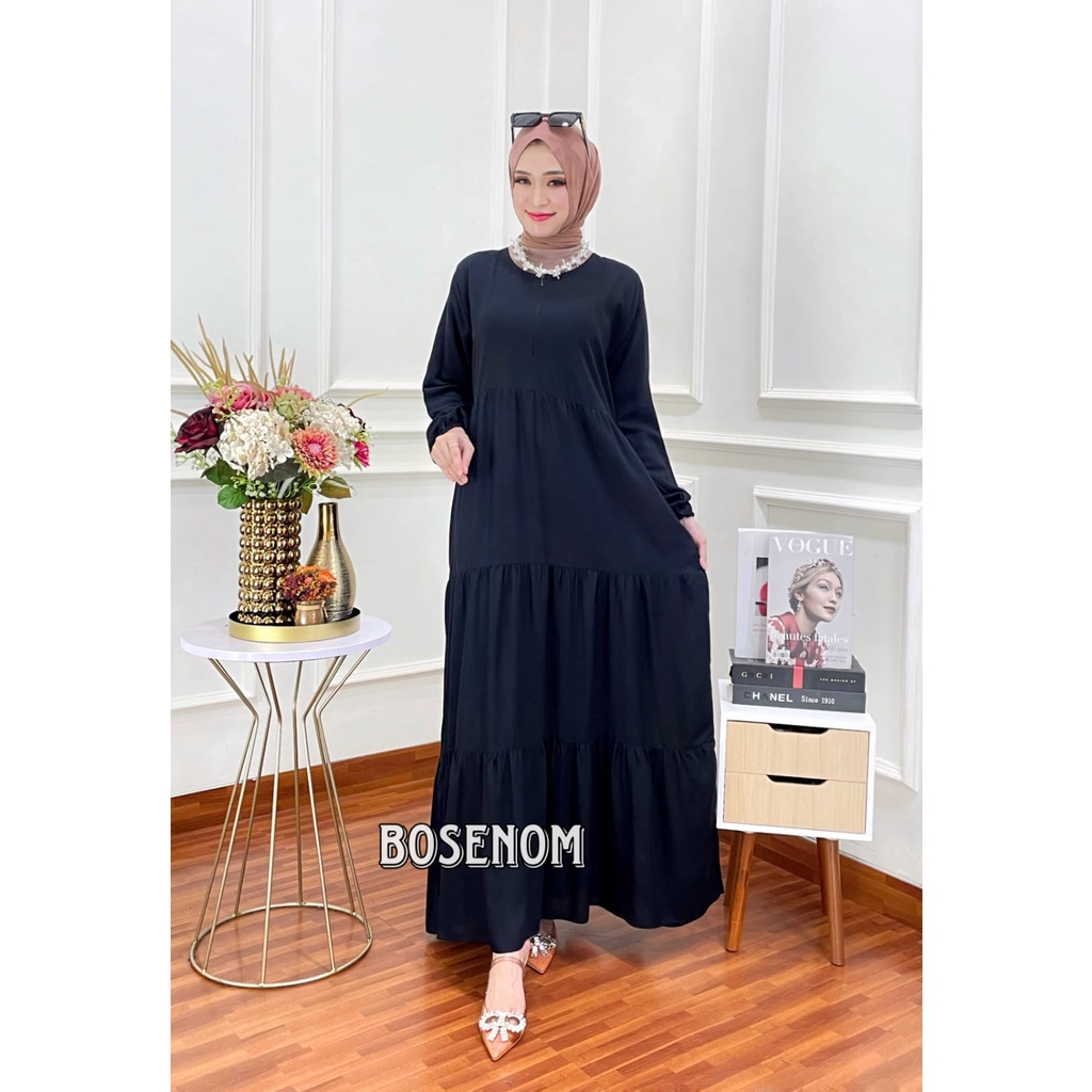 HANUM DRESS PREMIUM/ DRESS POLOS KATUN RAYON/ DRESS BUSUI / GAMIS POLOS WANITA/ HOMEY DRESS