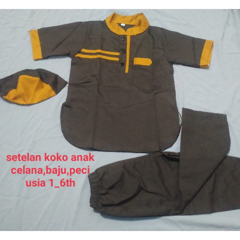 setelan baju koko anak usia 1-6 th. (celana baju peci)