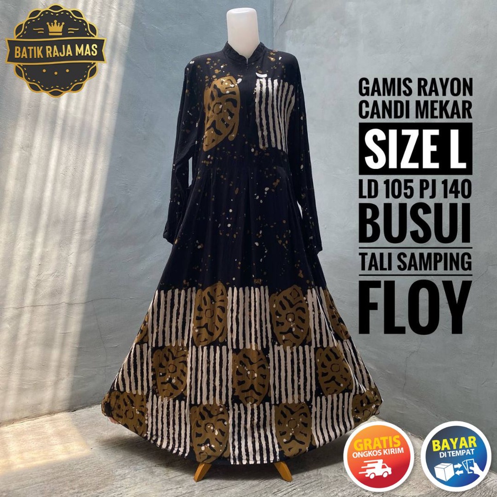 Gamis Busui Friendly Resleting Depan Kekinian Dewasa Wanita Terbaru Syari Raya Lebaran Motif Batik A