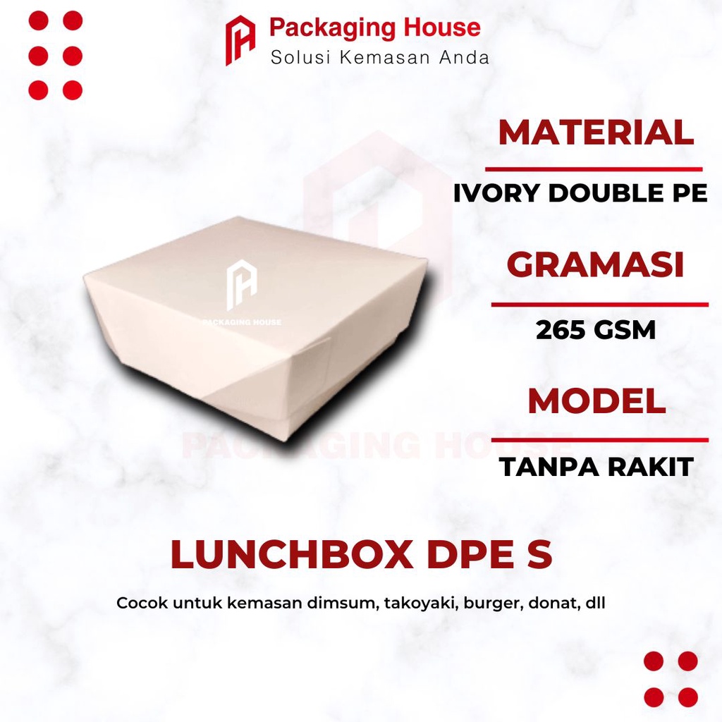 [25 pcs]Paper Lunch Box Size S | Paper Lunch Box Polos Ivory Foodgrade | Paper Lunch Box Putih |