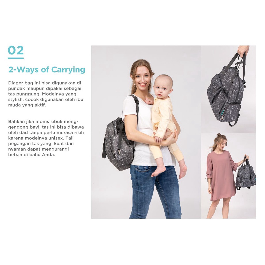 Mooimom - 2 Ways Diaper Bag / Tas Diaper Bayi Tahan Air