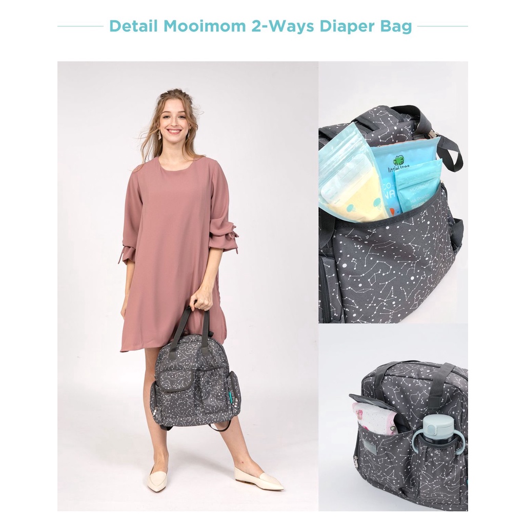 Mooimom - 2 Ways Diaper Bag / Tas Diaper Bayi Tahan Air