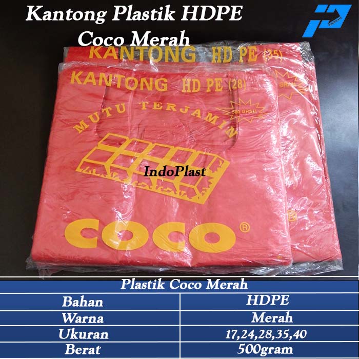 Kantong Kresek / Kantong Plastik Merah / Plastik HD PE Coco Merah