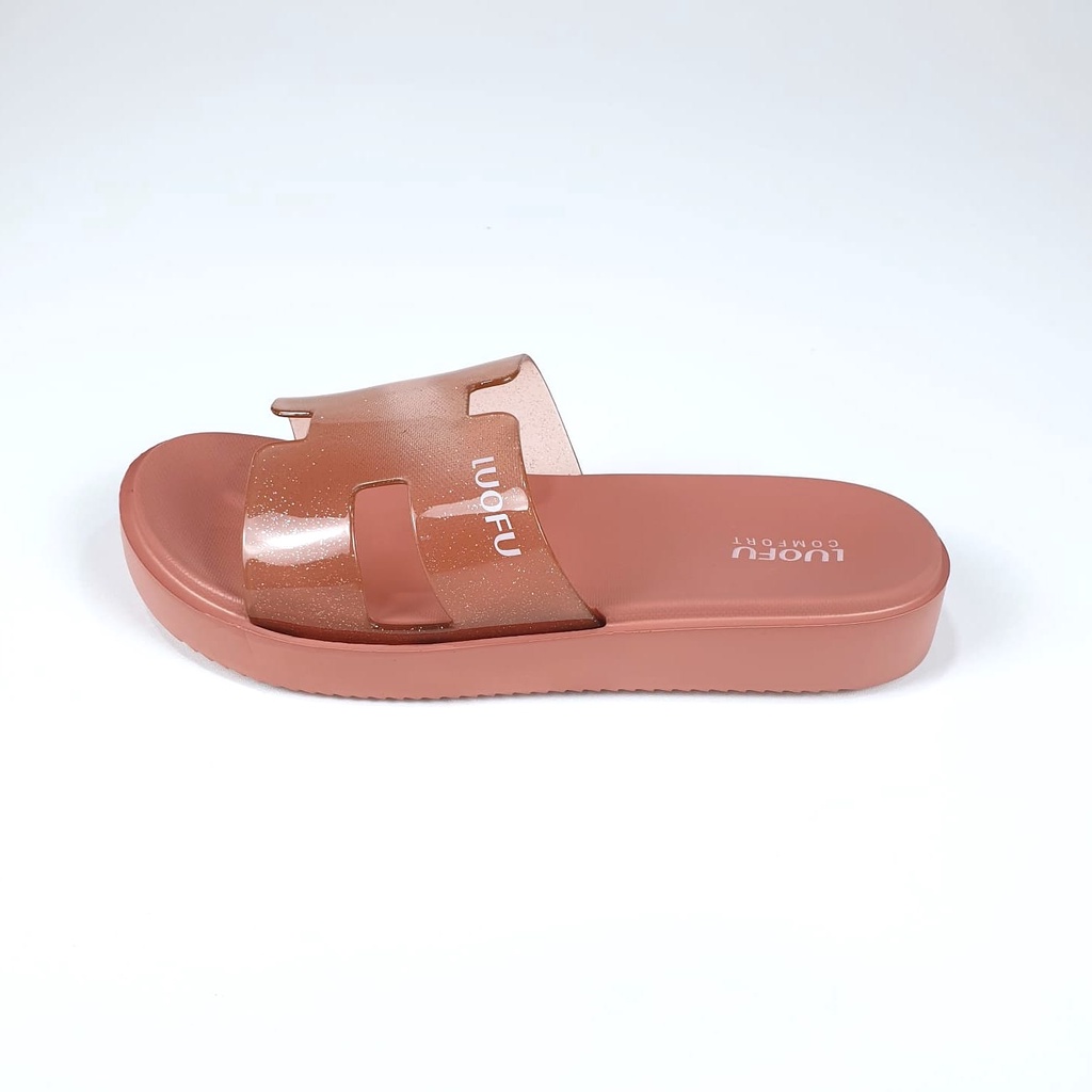 LUOFU ORIGINAL jelly sandal karet empuk murah selop wanita cewek import E7199A3-TF6B