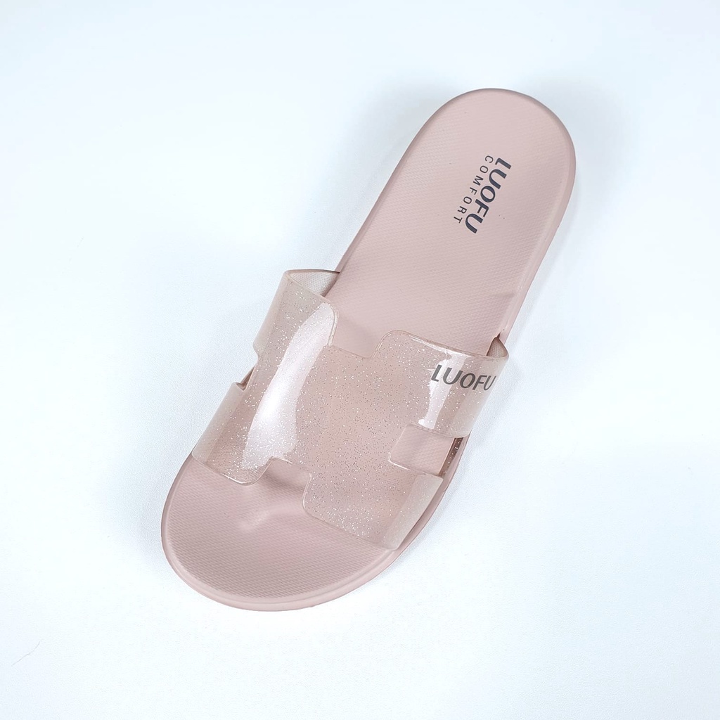 LUOFU ORIGINAL jelly sandal karet empuk murah selop wanita cewek import E7199A3-TF6B