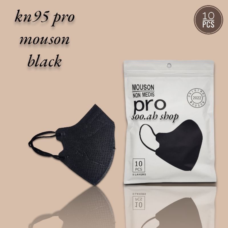 Masker Mouson KN95 Pro Masker Non Medis Sekali Pakai warna putih-hitam