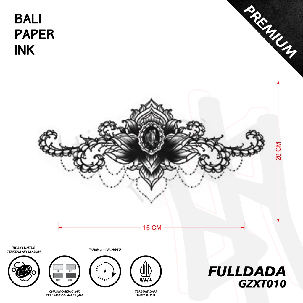 Bali Paper Ink GZXT010 Mandala Fruit Ink Tatto Temporary Premium Tato Temporer Full Dada - Tato Dada