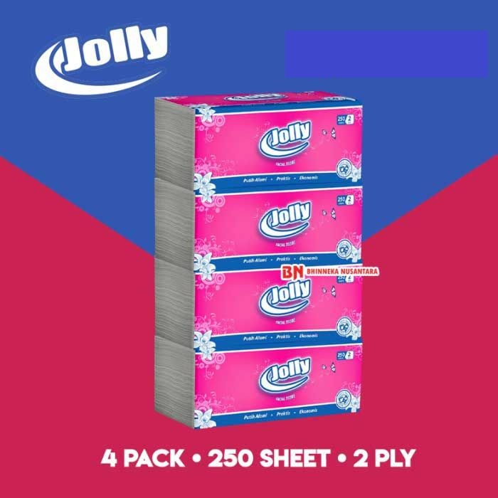 PAKET JOLLY FACIAL TISSUE ISI 4 PCS X 250 SHEETS 2 PLY - BUNDLE 4 PCS