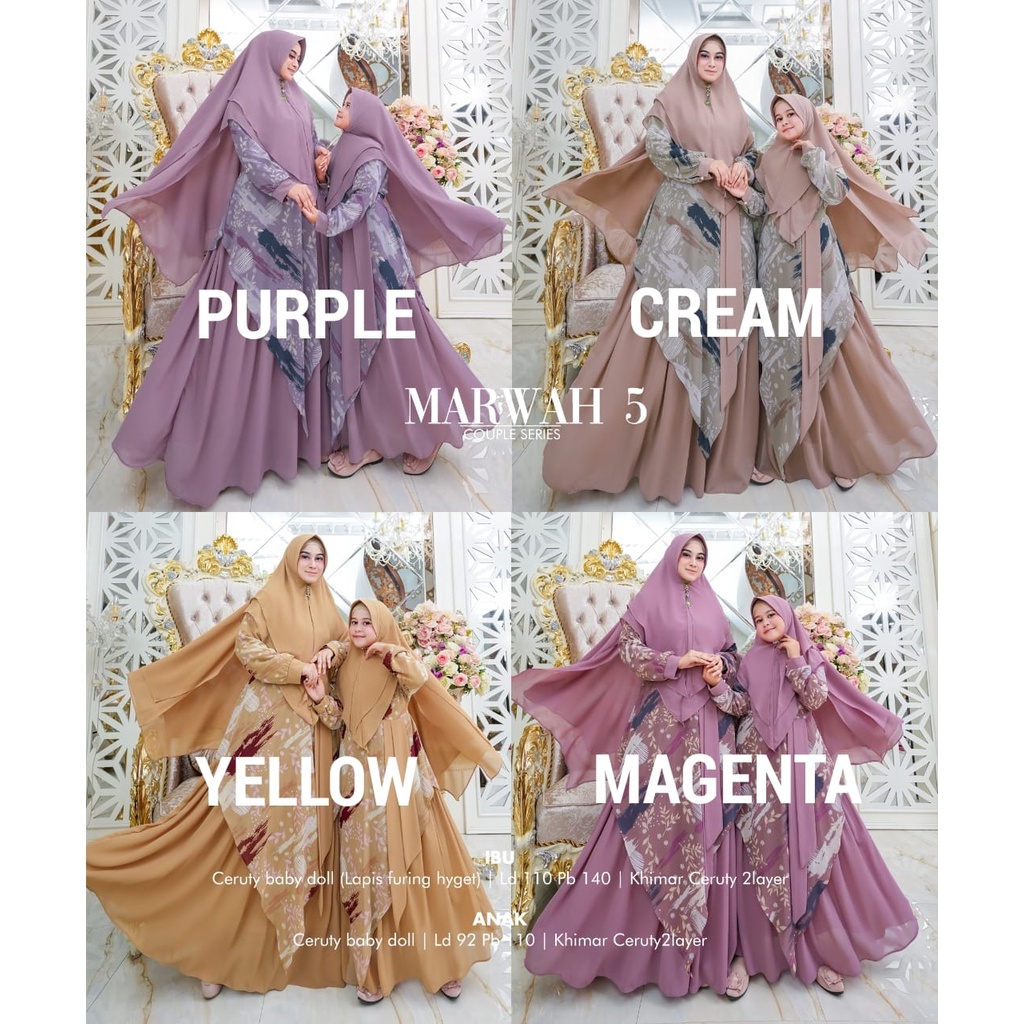 MAHDIYA OUTFIT - GAMIS COUPLE MARWAH 5 SYARI . GAMIS COUPLE IBU & ANAK SYARI . BUSUI SET KEDURUNG ME