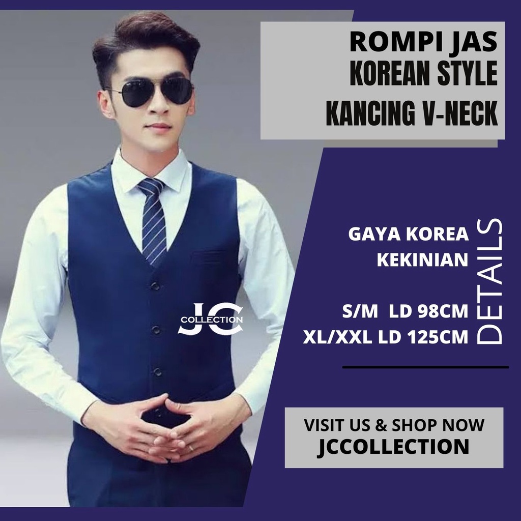 Rompi Pria Jas Kantor / Daleman Blazer Murah Semi Jas / Vest Formal Basic Rompi Jas - JCCollections