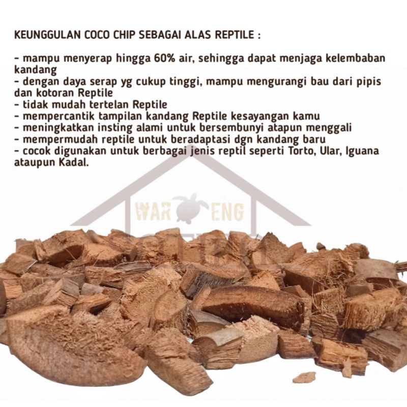 COCOCHIP COCOHUSK COCO CHIP Coco HUSK ALAS KANDANG REPTILE TATAKAN TERRARIUM AKUARIUM HEWAN IGUANA SKINK TORTOISE ULAR KADAL BIAWAK LIZARD