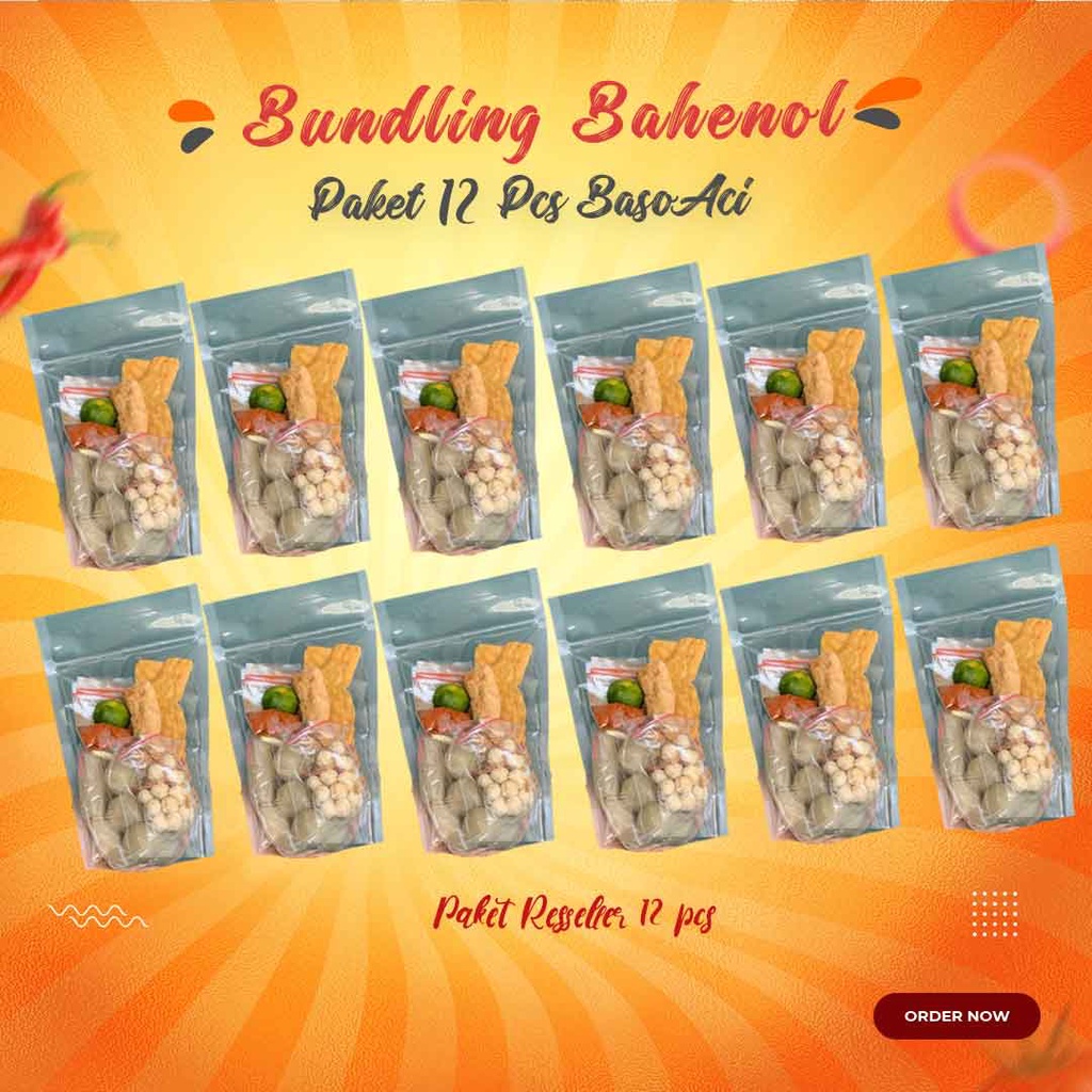 

Paket reseller baso aci termurah isi 12 Pcs Baso Aci Bahenol Garut