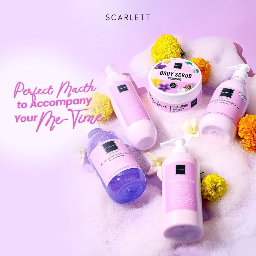 Scarlett Whitening Body Lotion / Scarlet cream facial shampoo conditioner toner serum lulur sabun scrub pomegrante romansa coffee brightly acne JOLLY CHARMING FRESHY MASKER TONER LULUR HAPPY DELAY AGE body serum power MIST