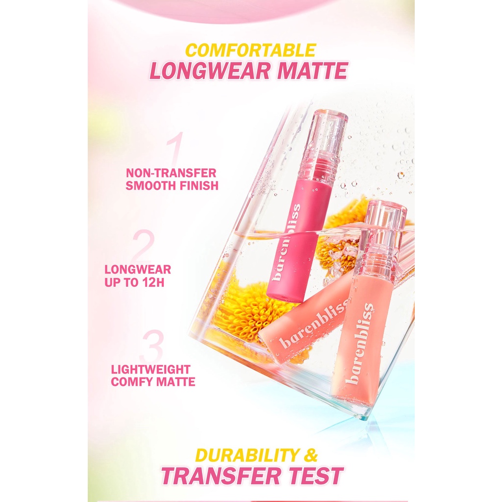 [BPOM] [100% ORI&amp;READY]BNB barenbliss Korean Bloomatte Full Bloom Transferproof Matte Tint LONGLAST 12H TRANSFERPROOF