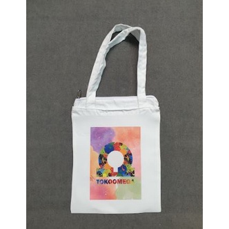 Totebag Custom Kanvas Putih Ukuran 25 x 30 Cm Tas Tote Godie Goodie Bag Goodiebag Jinjing Tenteng Resleting Untuk Sekolah Kuliah Pria Wanita