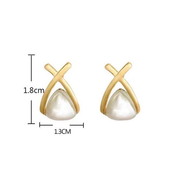 anting fashion mutiara geometric triangle pearl earrings jan315 (3F5)