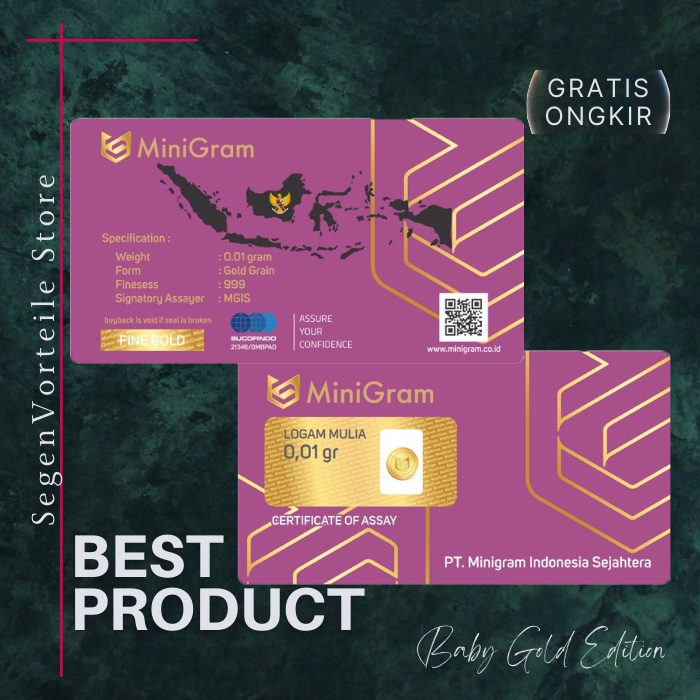 Minigram 0.01 Gram Emas Batangan Murni Bersertifikat 24 karat
