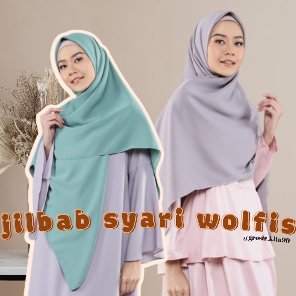 Kerudung Segi Empat Jumbo Wolfis Tebal 130x130 / Jilbab Syari Tebal Polos Jumbo