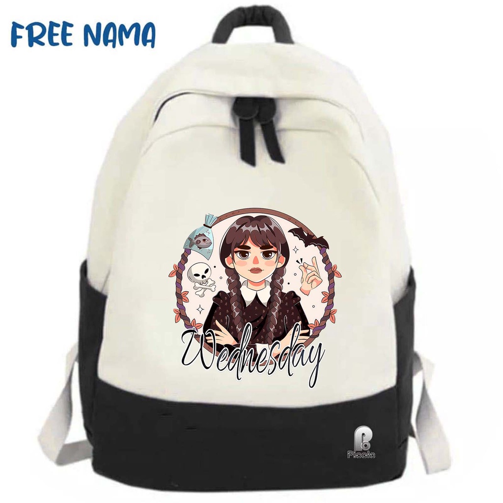 TAS RANSEL BACKPACK ANAK SEKOLAH MOTIF KARAKTER ADDAMS WEDNESDAY (FREE NAMA)