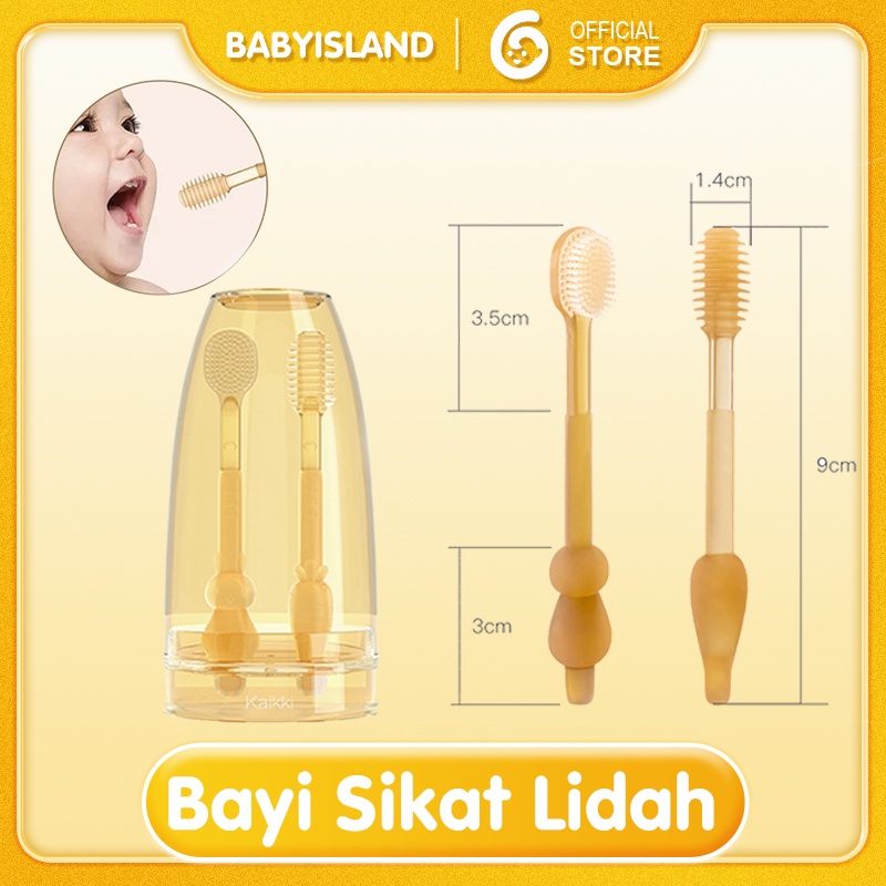 Sikat Gigi Bayi Sikat Lidah Bayi 2 in 1 Perawatan Mulut Bayi Sikat Gigi Silikon Bebas BPA