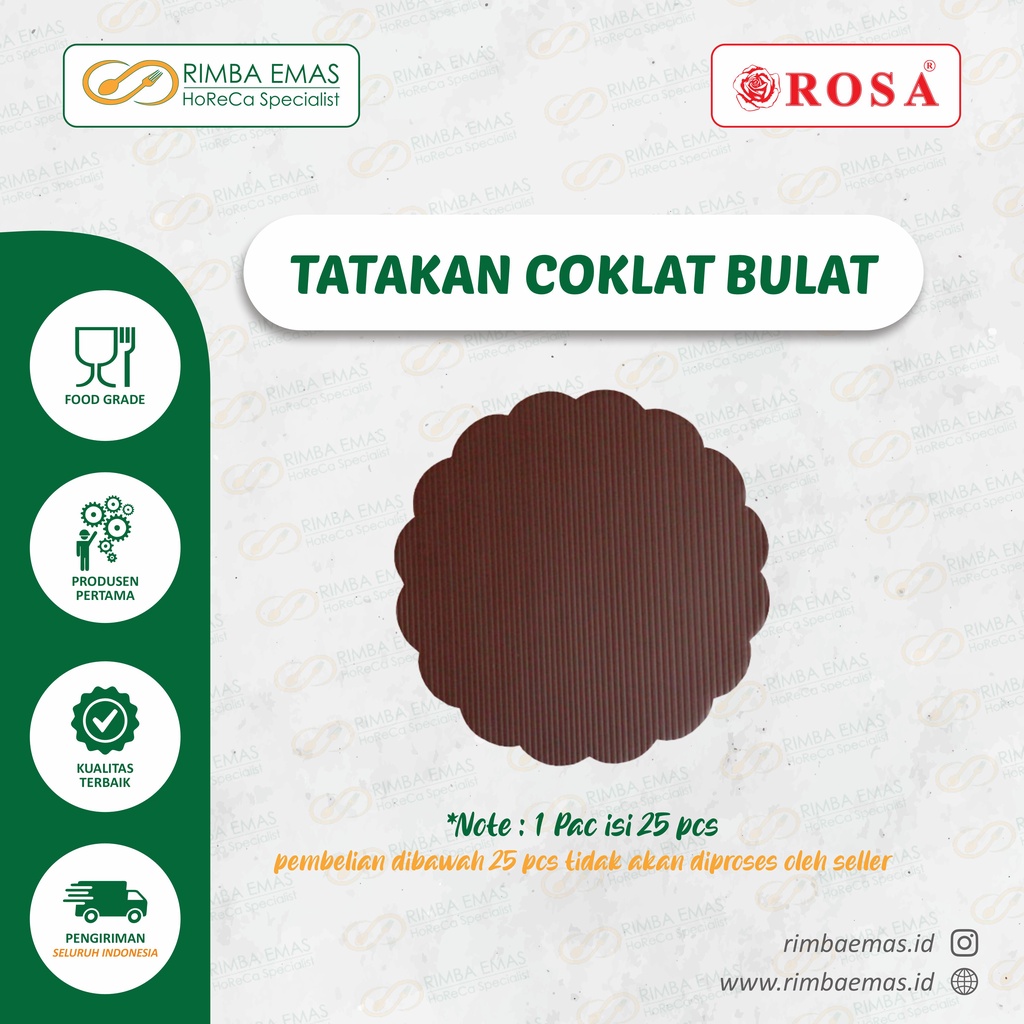 TATAKAN KUE TART COKLAT BULAT / ALAS KUE TART UKURAN 18,20,22,24,25,26,30 CM / 1 PAK ISI 100 PCS TEB