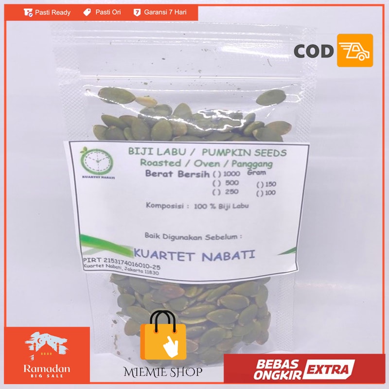 

Roasted Pumpkin Seed - Biji Labu Kupas - Oven - Matang 100 Gr - Original