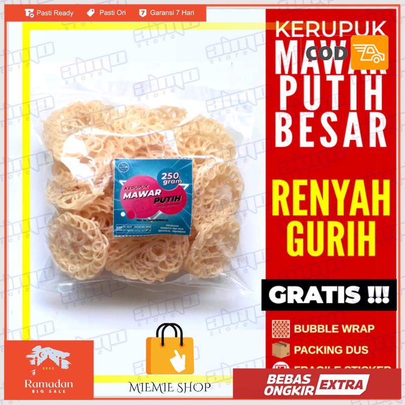 

KERUPUK MAWAR PUTIH BESAR Krupuk Bawang Mentah Super Enak Gurih Renyah