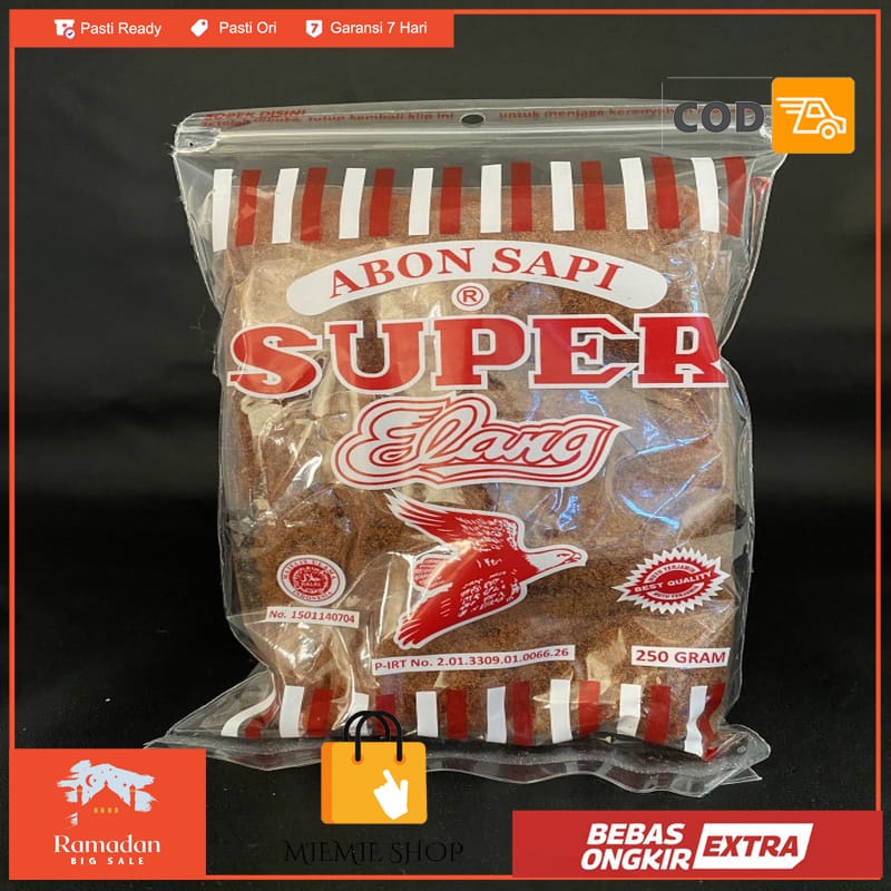 

Abon Sapi Super Cap Elang 250g Manis/Pedas - Pedas