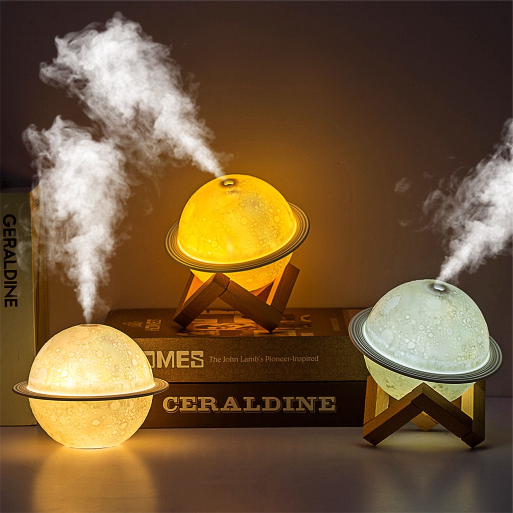 [ PAKET BUNDLING ] Moi 200ML Humidifier Diffuser Air Purifier Aromaterapy | Beautiful Night Light Planet