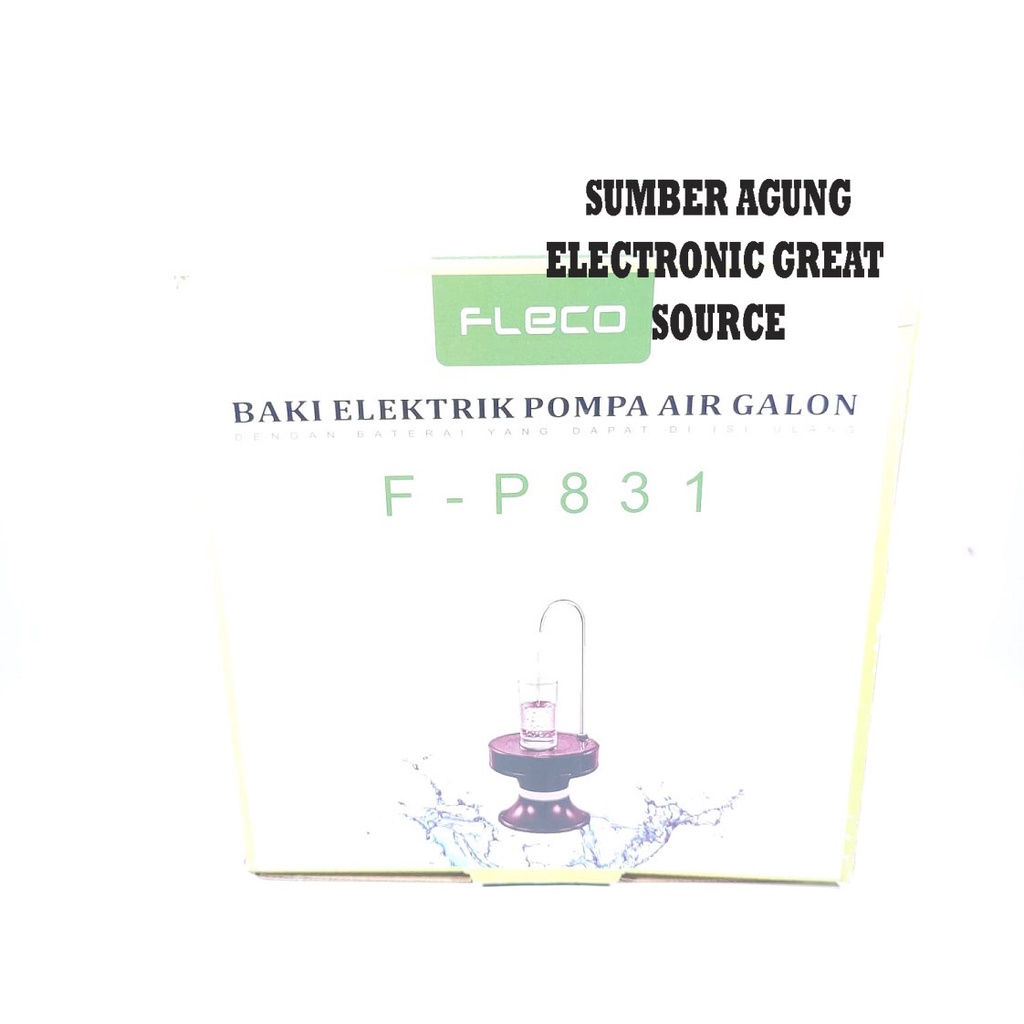 Fleco FP831 Baki Elektrik Pompa Air Galon Elektrik dengan Dudukan Gelas Casan Listrik