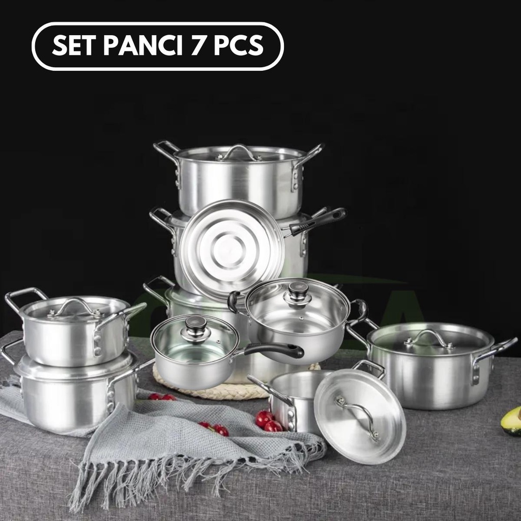 PANCI SET 7 SUSUN ALUMINIUM TEBAL ALUMINIUM COOKING POT OLL-CH4614