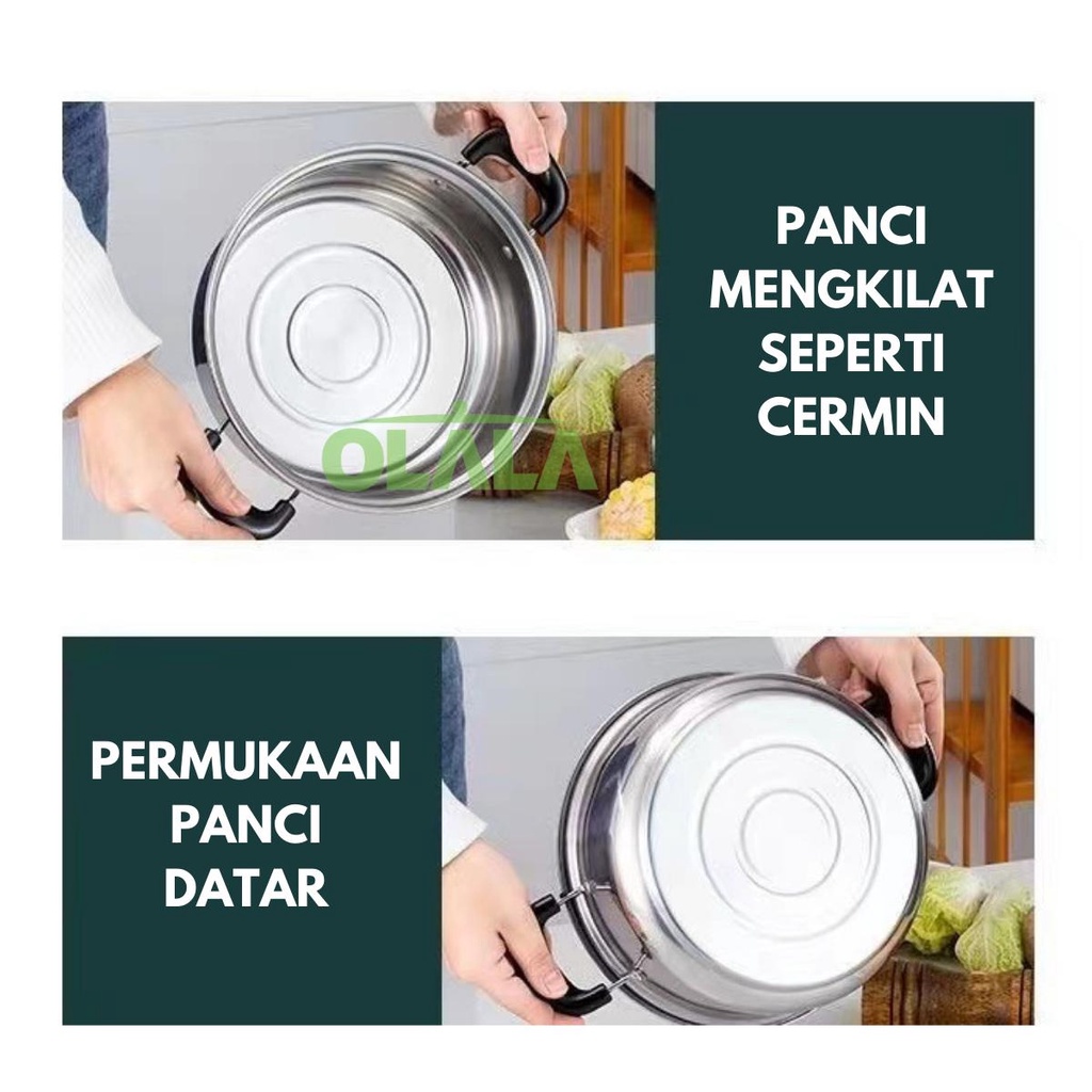 PANCI SET 4IN1 TUTUP KACA PANCI SUSU 18CM + PANCI SUP 20CM SET PANCI STAINLESS OLL-CH4621