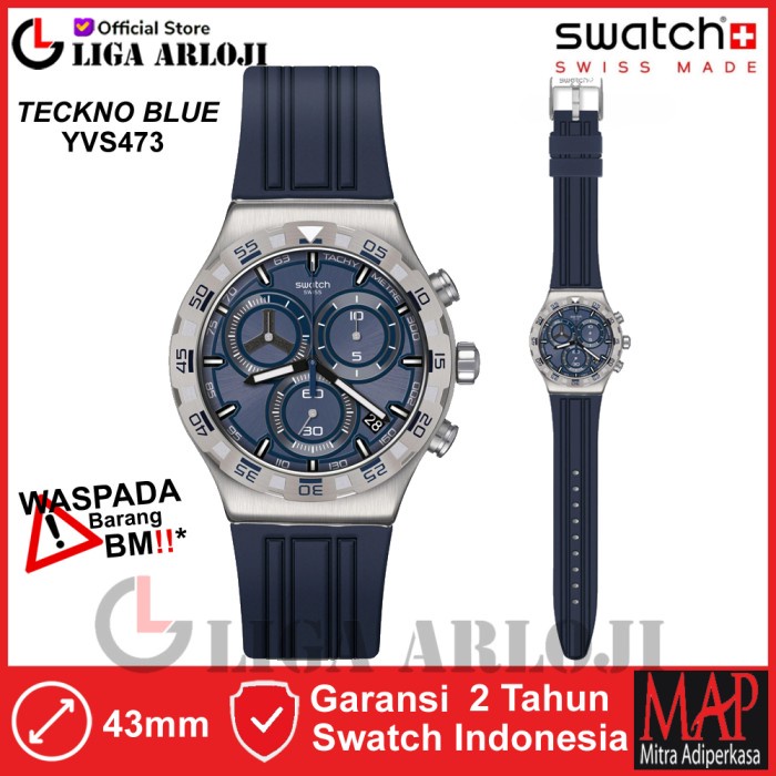 SWATCH YVS473 TECKNO BLUE JAM TANGAN PRIA CHRONOGRAPH ORIGINAL SWISS