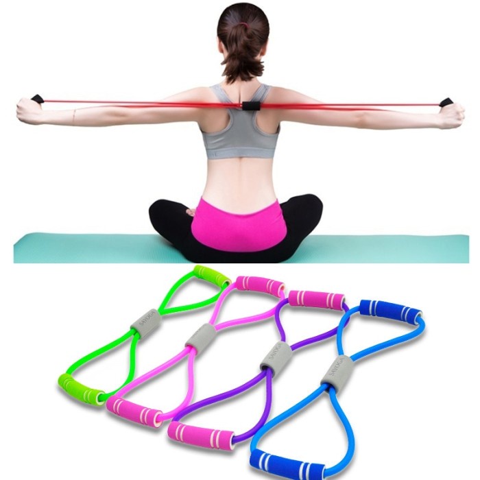 JS-8 Tali Yoga ELASTIS Alat Olahraga modern SERBAGUNA Gym Fitness di Rumah  Stretch Rope