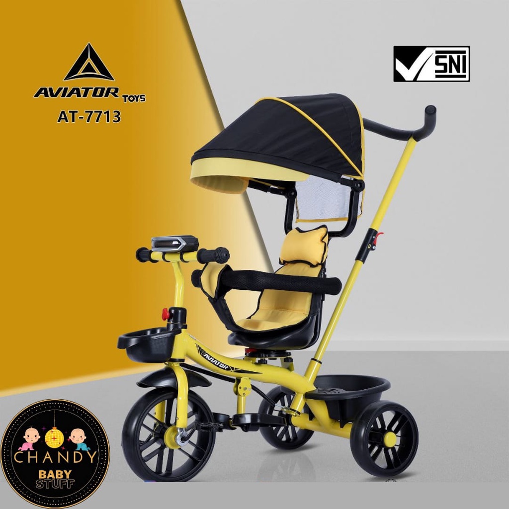 SEPEDA ANAK RODA TIGA AVIATOR AT 7713 ADA LAMPU MUSIK &amp; KURIS BISA DIPUTAR