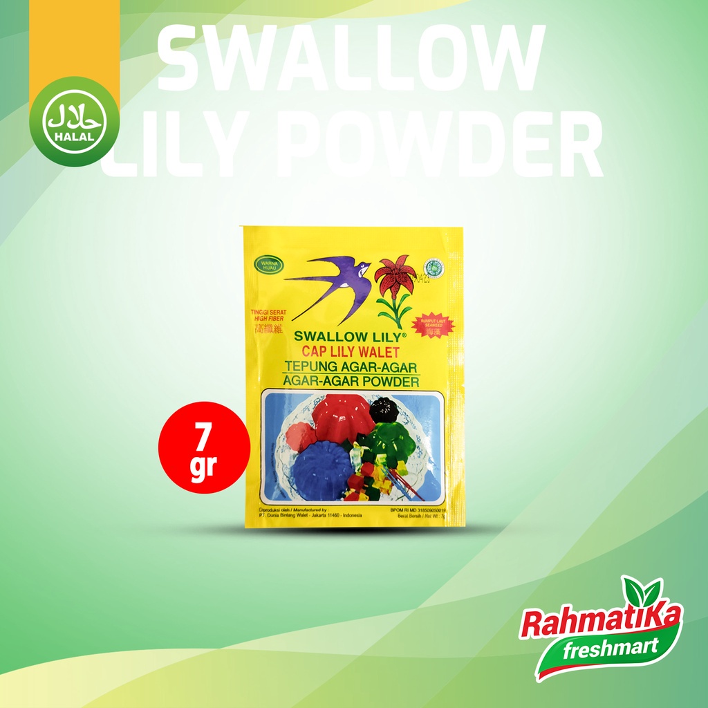 Agar-Agar Powder Swallow Lily Warna Hijau 7 gram