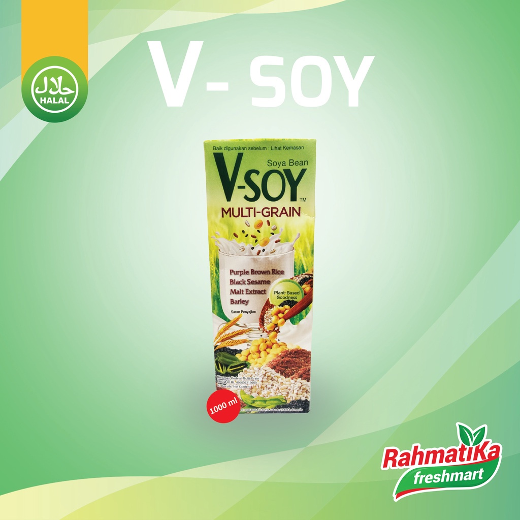 Vsoy Multi Grain Susu Kedelai / V-Soy Soya Bean Milk 1 Liter