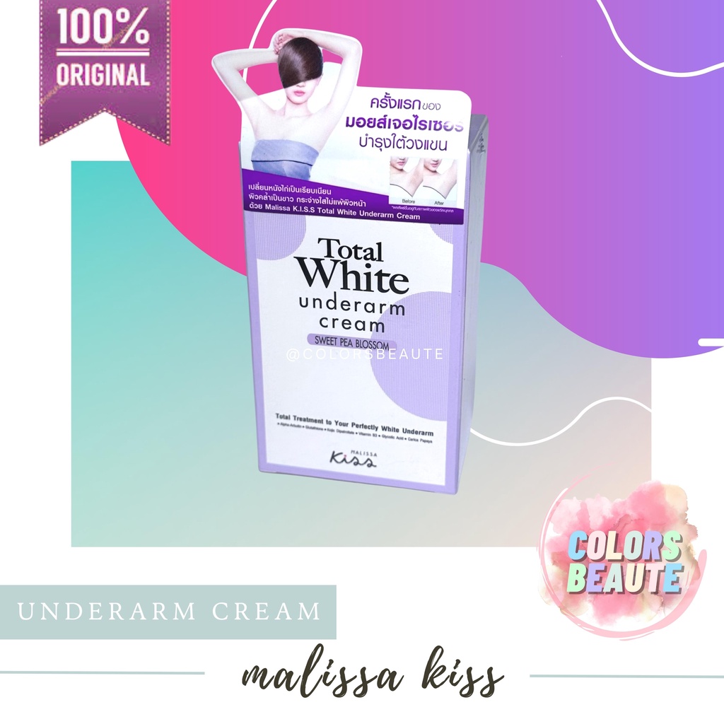 READY STOCK ! Malissa Kiss Total White Underarm Cream / Cream Pemutih Ketiak / Deodoran