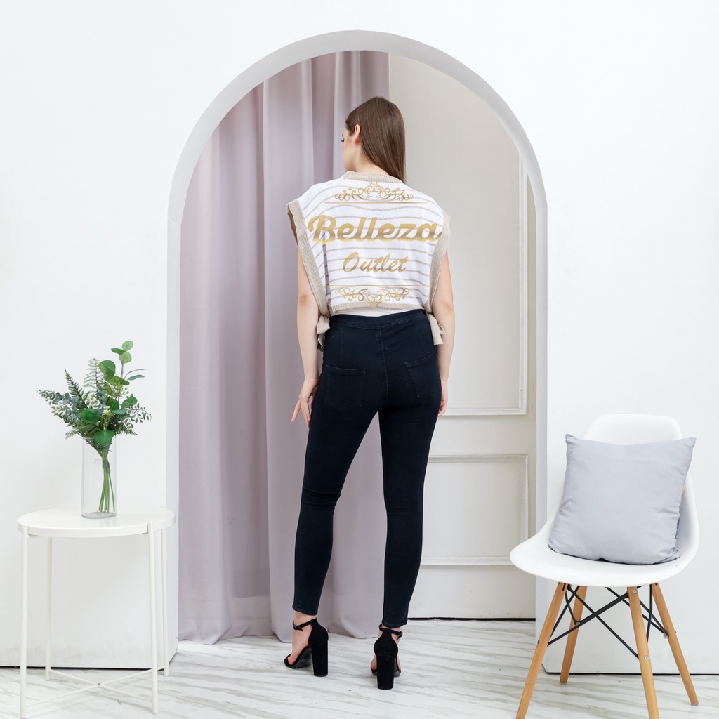 Belleza outlet baju rajut Cardigan rajut atasan wanita Rompi Vest Knit Laras Crop