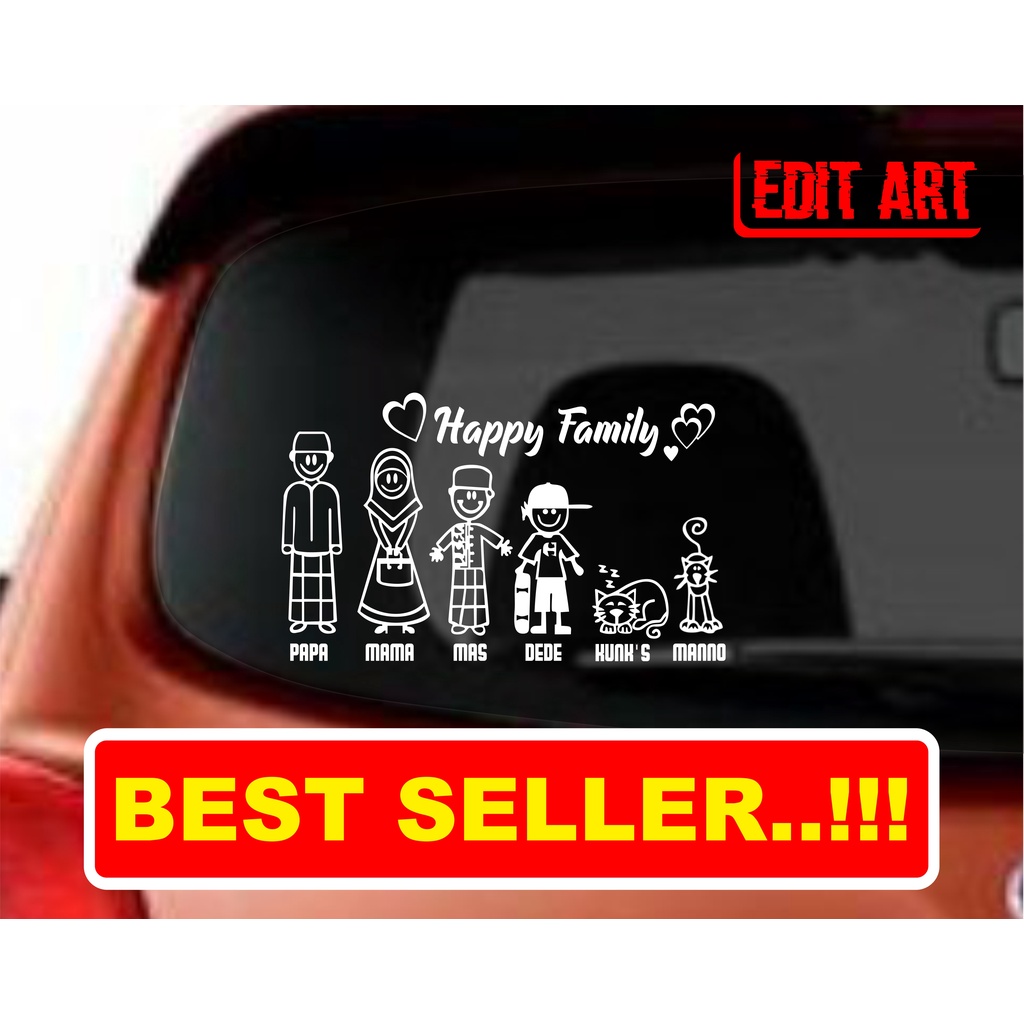 Stiker Cutting Happy Family Sticker Kaca Belakang Mobil - Happy Family
