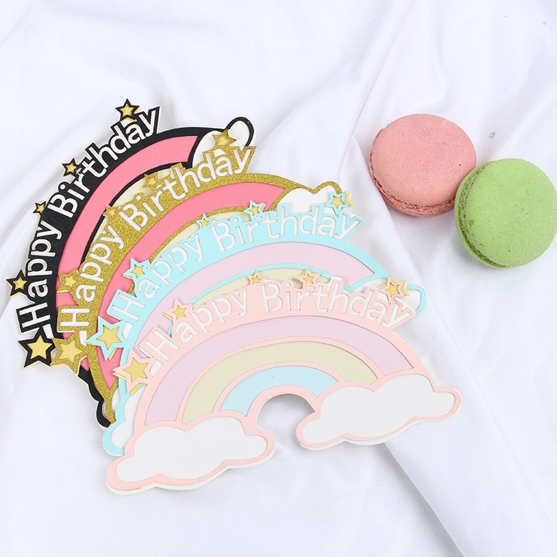 Cake TOPPER Hiasan Kue Kertas RAINBOW