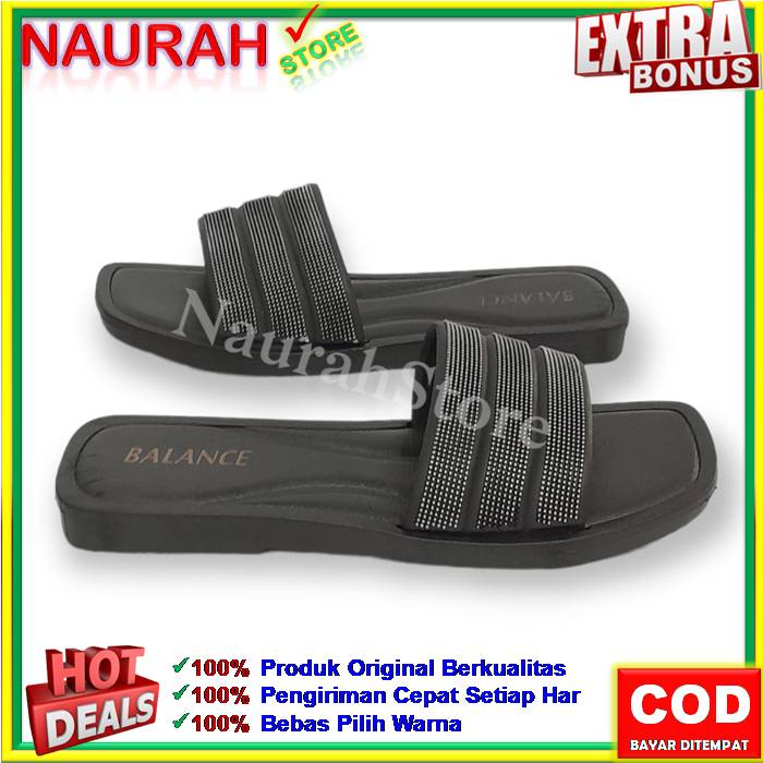 Sandal Balance 1330 Sendal Jelly Hitam Selop Karet Rubber