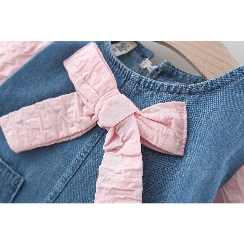 DRESS DENIM ATASAN ANAK PEREMPUAN USIA 0-4 TAHUN WARNA PUTIH DAN PINK