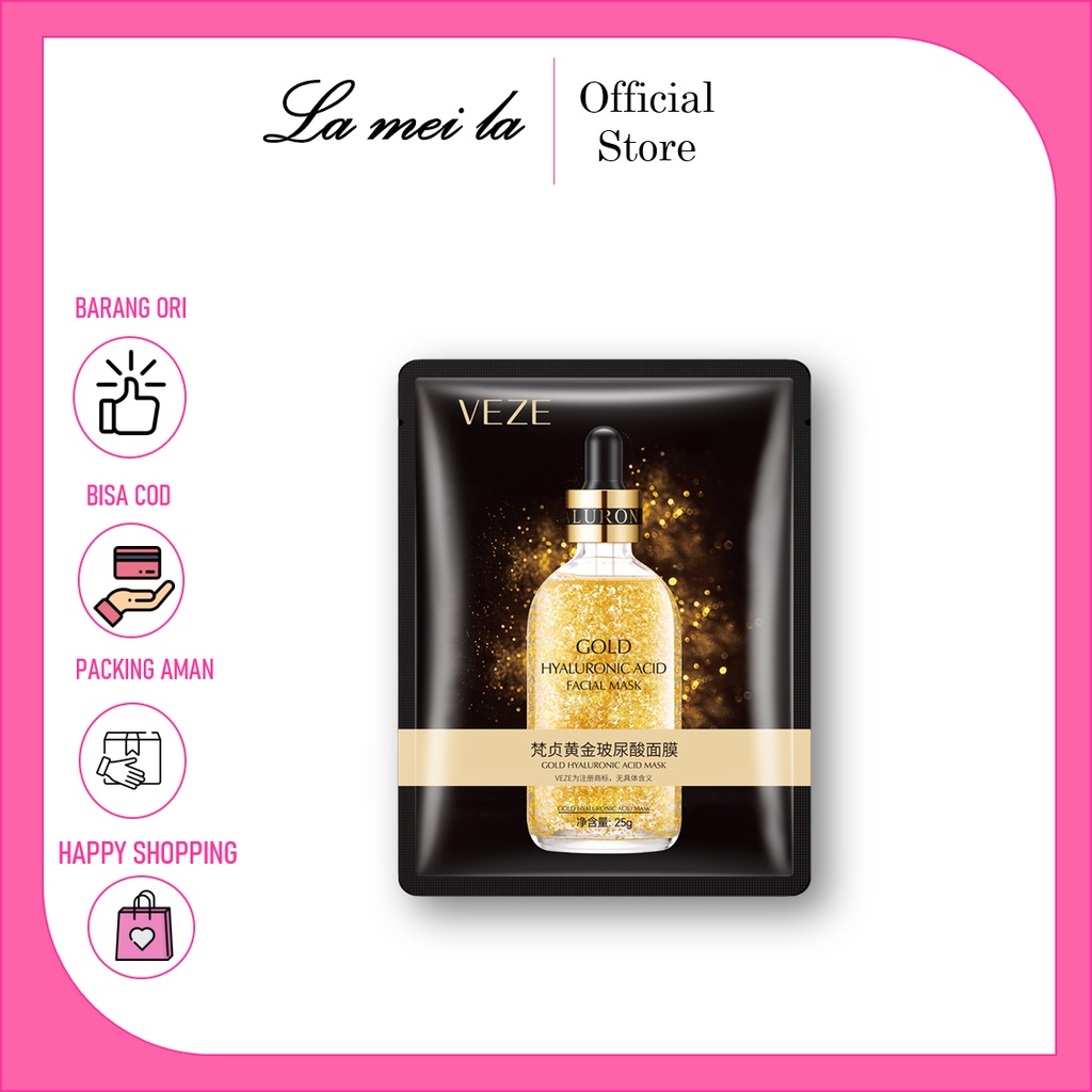 [BPOM] - Veze 24K Pure Gold Hyaluronic Acid Facial Mask Masker Wajah 24K Gold