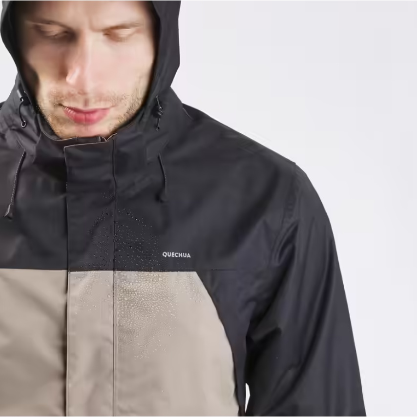 QUECHUA MH100 Jaket Tahan Air Untuk Hiking Praktis Dengan 2 Saku