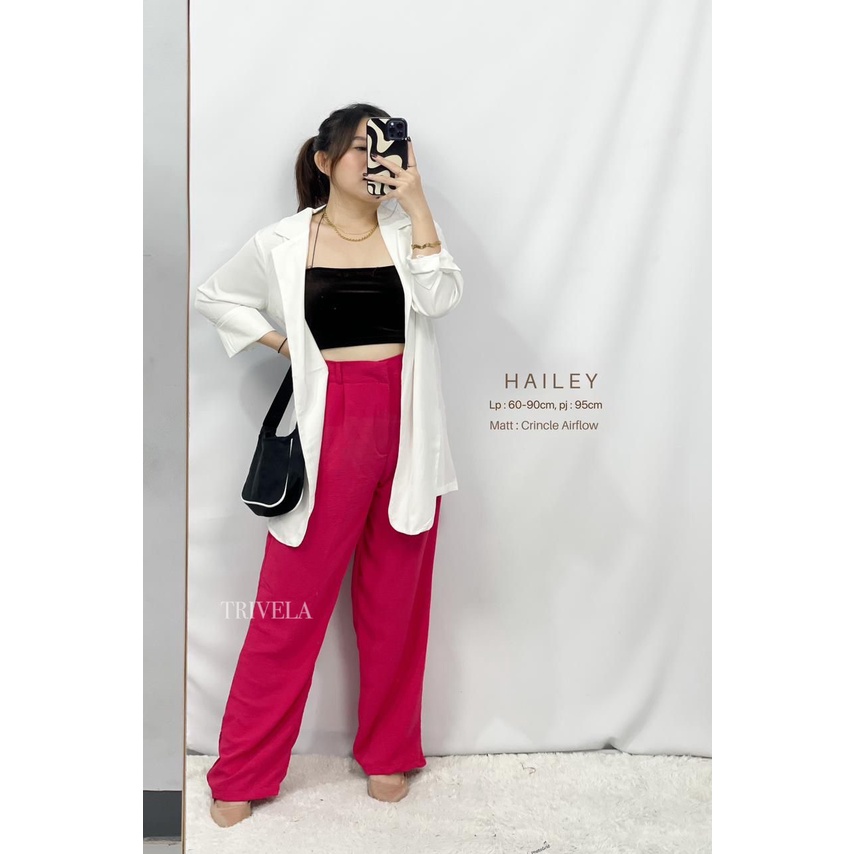 Celana Panjang Wanita Cringkle Airflow Anti Ngatung / Hailey Pants / Celana Panjang Kulot Crinkle Highwaist Wanita Loose Cullotes Pants / SJJ