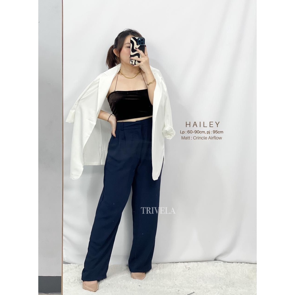 Celana Panjang Wanita Cringkle Airflow Anti Ngatung / Hailey Pants / Celana Panjang Kulot Crinkle Highwaist Wanita Loose Cullotes Pants / SJJ