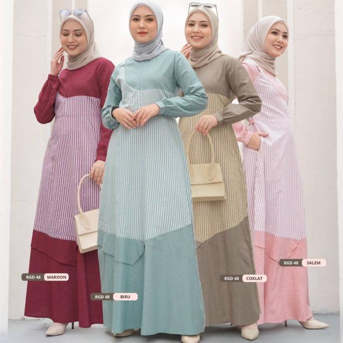 Gamis Rauna Terbaru RGD 48/Dress muslim/Baju gamis busui super adem