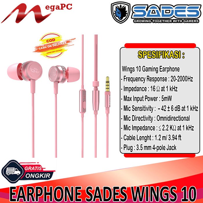 Earphone Sades Wings 10 Gaming