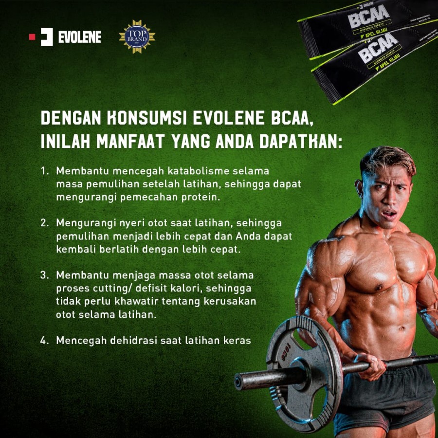 Evolene BCAA 1 Sachet Suplemen Fitness Amino BCAA Untuk Pemulihan Otot